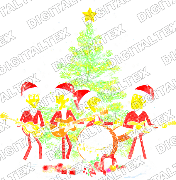 Banda navideña con árbol y regalos